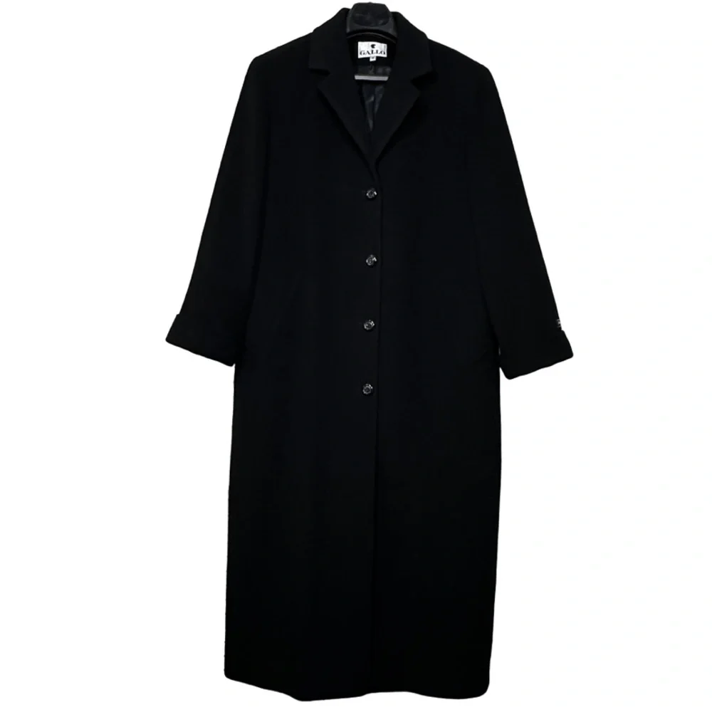 Cashmere Wool GALLO | Full Length Button Up Collared Over Coat Jacket